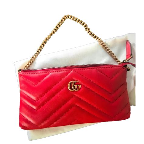 gucci soho wristlet red|Gucci clutch bag.